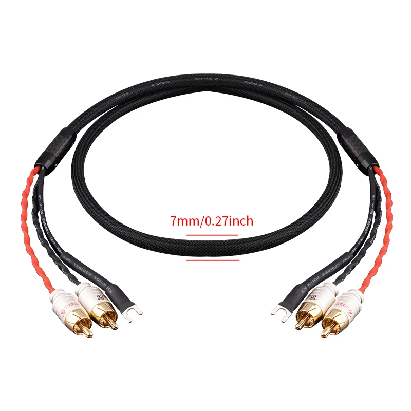 Premium Audio Cable with Ground Wire - Gold Plated RCA Connectors