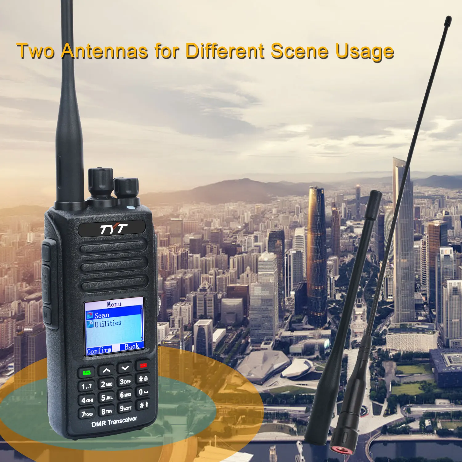 TYT MD-UV390 10W IP67 Wateroof Record VHF UHF Dual Band AES256 Encryption DMR Digital Walkie Talkie with USB-C 2800mAh Battery 5