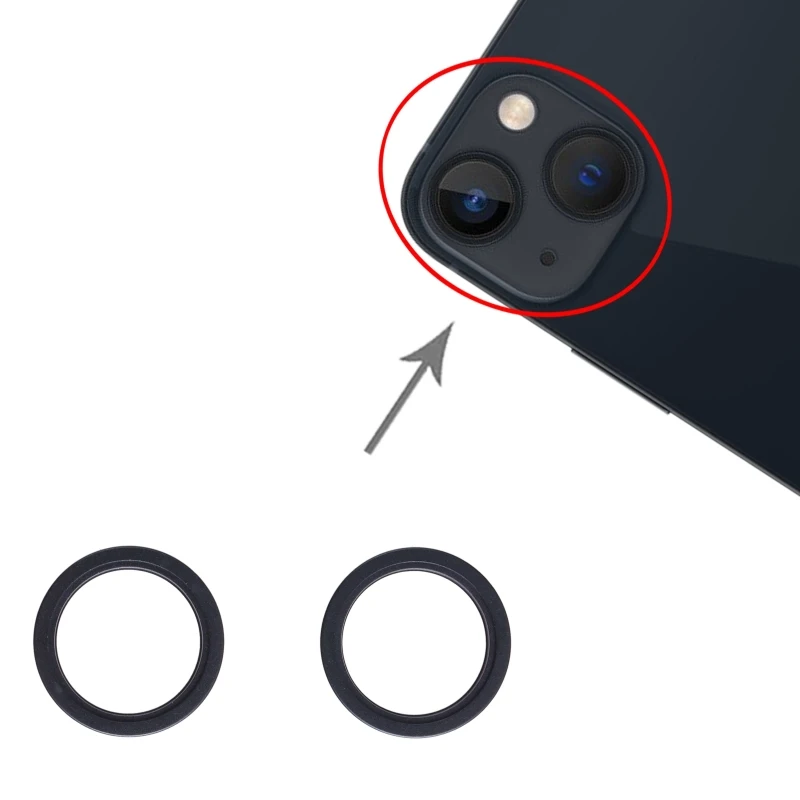 

2 PCS Rear Camera Glass Lens Metal Outside Protector Hoop Ring for iPhone 13 mini