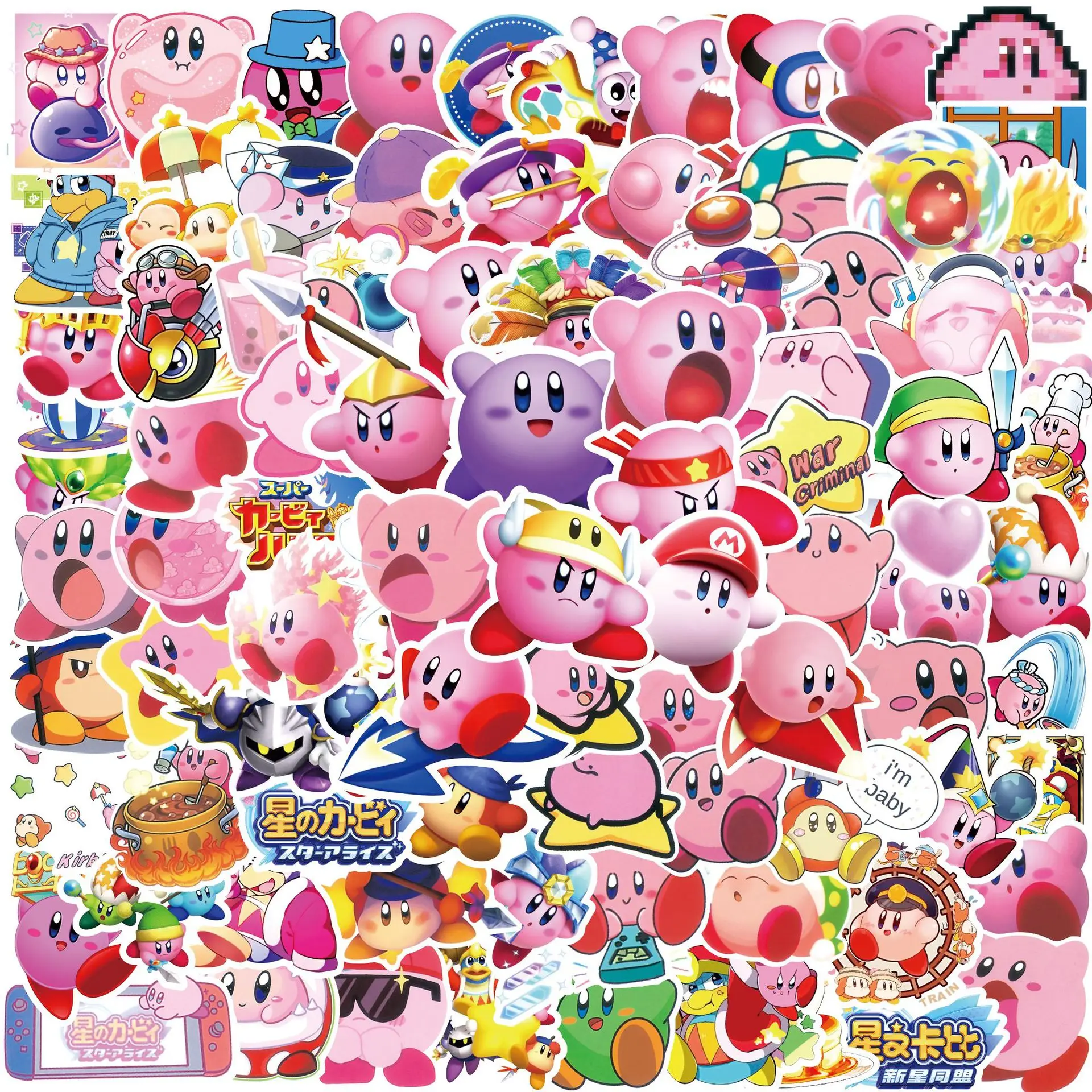 

100PCS Classic Game Kirby Super Mario Sticker Toys Graffiti Decals Laptop Luggage Skateboard Waterproof Sticker Kid Toy