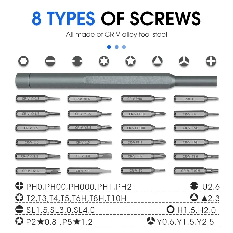 Enhanced Magnetic Precision Screwdriver Set - 25-in-1 Mini Pocket Repair Kit