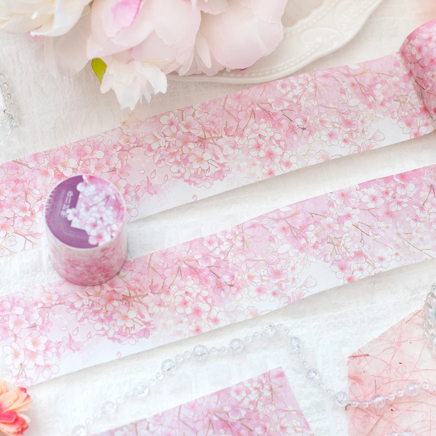 2m Sakura PET Decorative Stickers Pink Flower Washi Tape For Scrapbooking Planner Journal DIY Making Tapes Japanese Stationery 4
