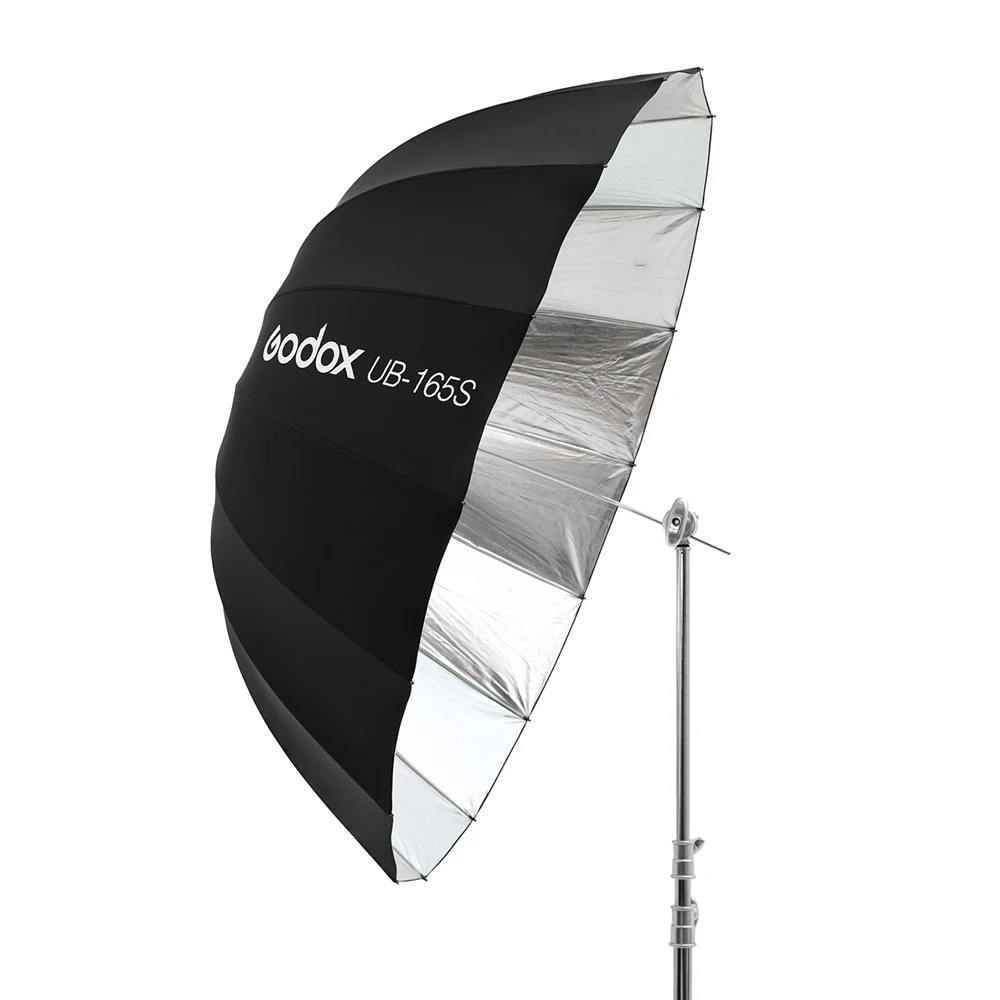 고독스 UB-165S 65인치(165cm) 파라볼릭 블랙 반사 우산 스튜디오 조명 우산 (블랙 실버 디퓨저 커버 천 포함)