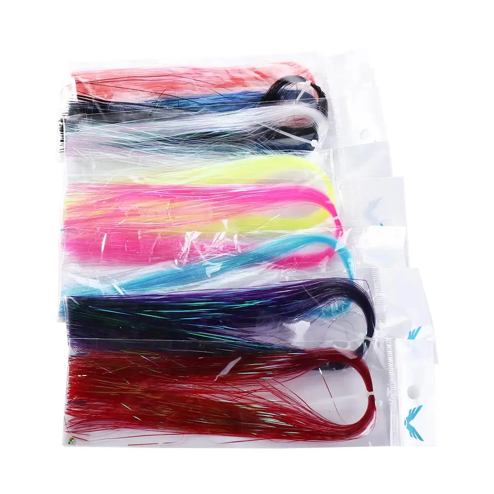 400-500 Strands Fly Fishing Tinsel Assist Hooks Shinning Film Line DIY Fishing Jig Hook Streamer Flies Fishing Lure