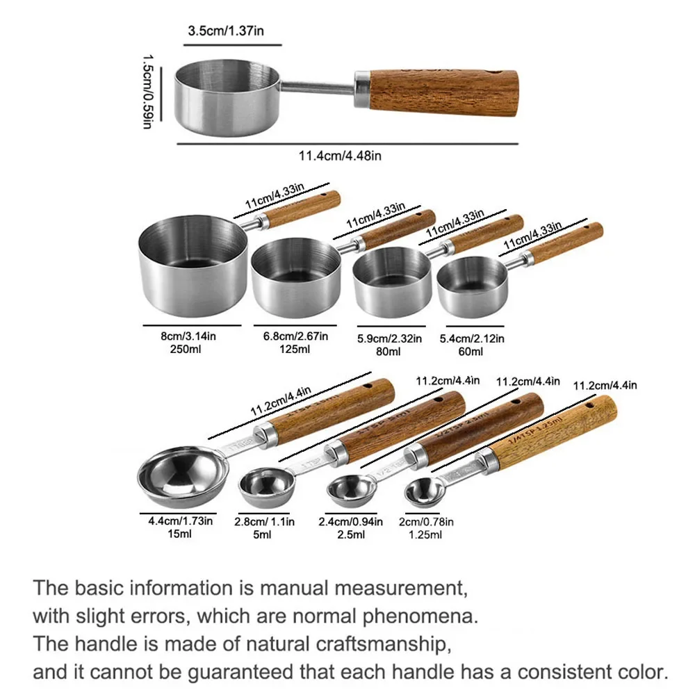 Measuring Spoon Set 1/4/8Pcs Stainless Steel Multifunctional Cookware Portable Heavy Duty Kitchen Gadgets Baking Seasoning Spoon