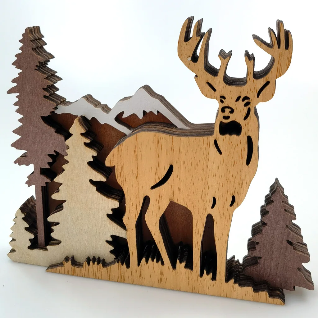 

Christmas Forest Elk Wood Ornament Noel Home Decor Xmas Tabletop Decor 2024 Navidad Decor For Home Kids Favor Santa Gifts