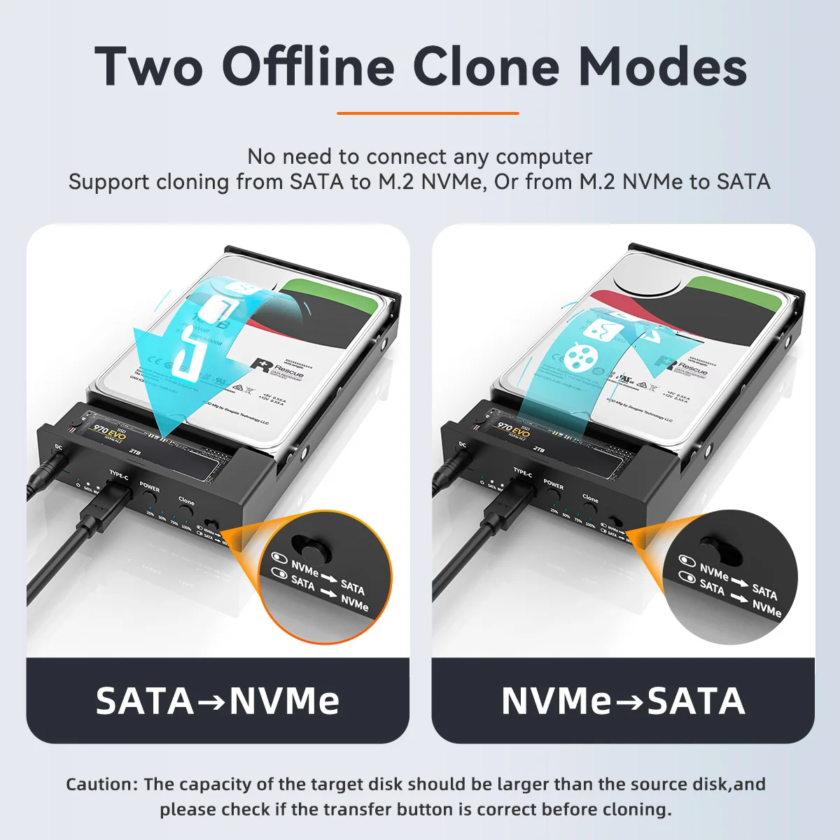Maiwo-ssd Gabinete de Disco Rígido com Clone Case Hdd Externo Usb 3.0 M.2 Nvme Usb c 3.1 2.5 3.5 - Imagem 4
