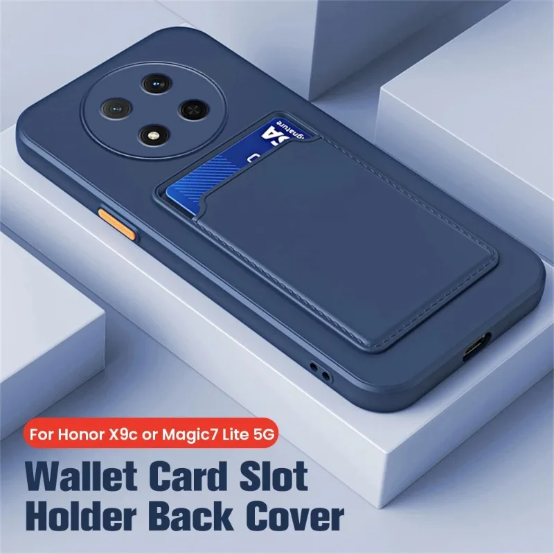 Premium Card Slot Wallet Shockproof Silicone Case - Matte Soft TPU Cover for Huawei Honor Magic Series
