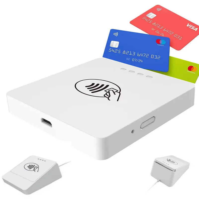 

Smart Square Credit Card Reader Contactless NFC Payment VISA MasterCard EMV American Express IOS ANDROID WINDOWS Certificates
