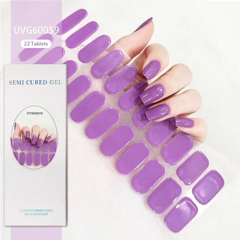 Semi-Cured Gel Nail Strips Full Adhesive Waterproof Semi-painted Gel Nails Sticker Harden In UV Lamp Need French Manicure 3