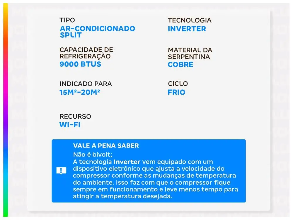 Ar-condicionado Split 9000BTUs Philco Inverter Frio PAC9FC - 220V 3