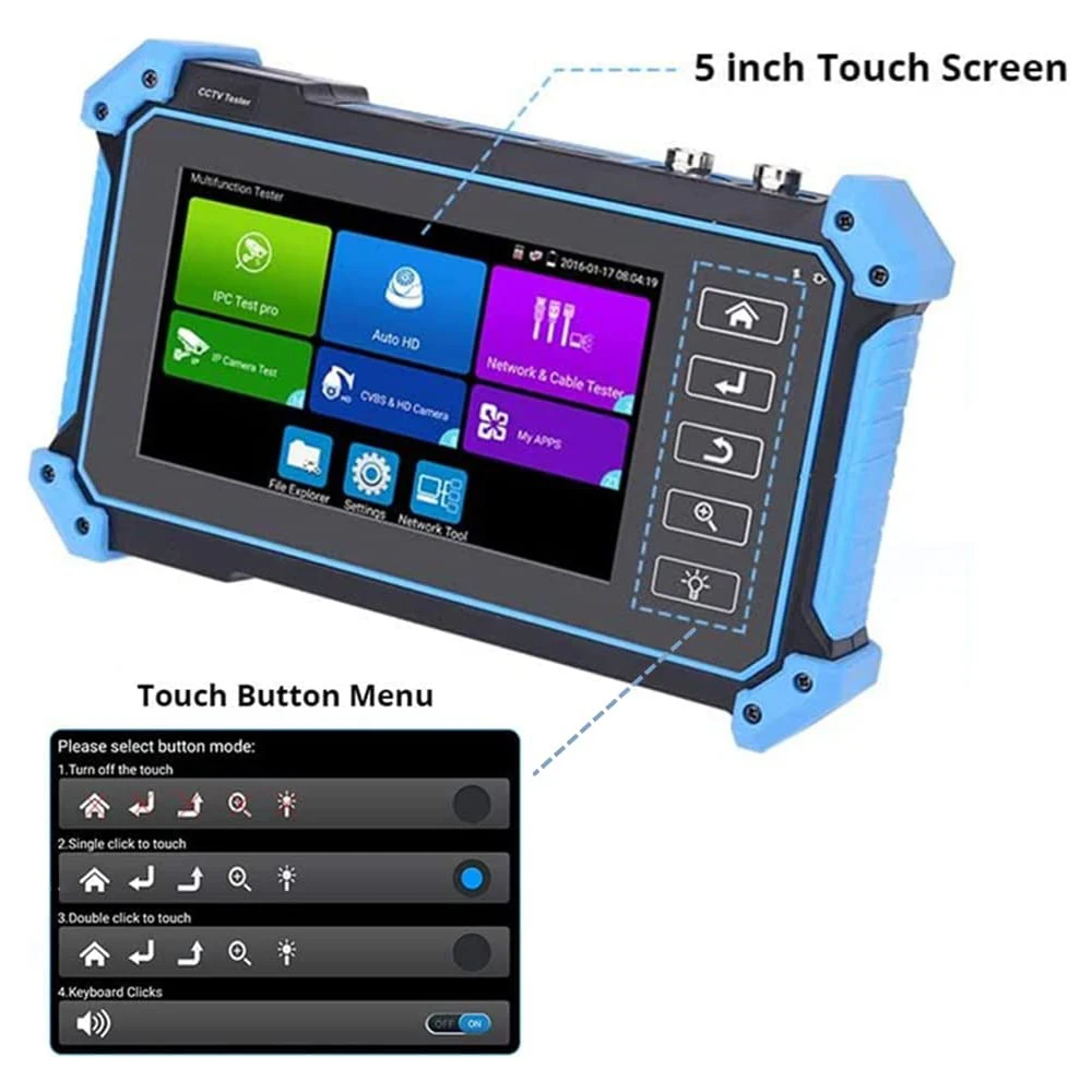 CCTV Camera Tester WSDCAM IPC Tester 8MP AHD/CVI/TV/SDI With HDMI VGA Input 5in CCTV Monitor For IP Camera CFTV