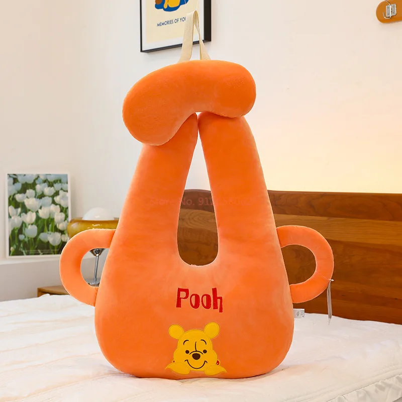 Disney's new anime multifunctional strawberry bear car pillow backrest plush toy doll Winnie bear waist support nap blanket