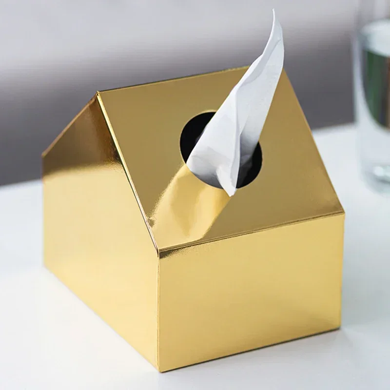 Gilded Metal Tissue Box Home Decor Golden Napkins Organizer Toilet Paper Holder Decorative Tissue Boxes Desktop Home Storage 4