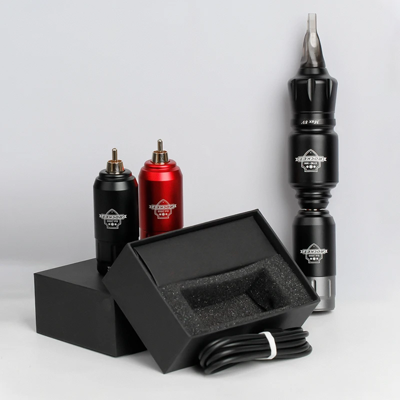Mini Rocket Tattoo Machine Set 2Pcs Wireless Tattoo Power Supply RCA Interface Rotary Pen Kit