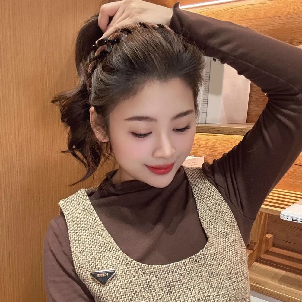 Women Color Toothed Non Slip Hairband Headband