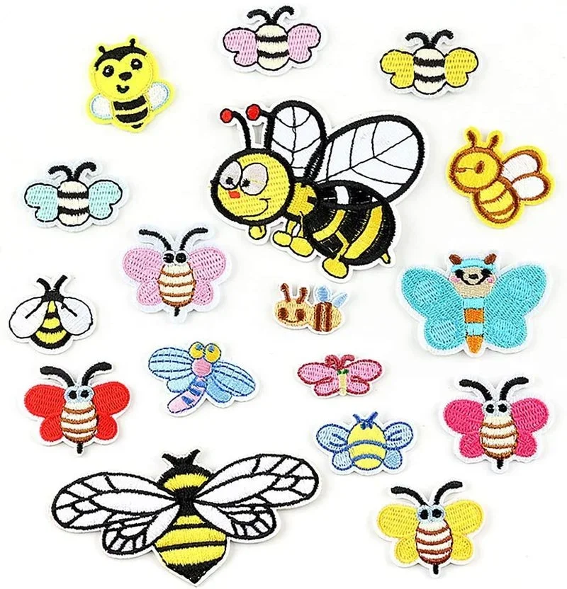 

17pcs Cute Bee Iron on Patches, Kids Embroidered Applique Patches for Clothing Jackets Backpacks Jeans DIY Accessories
