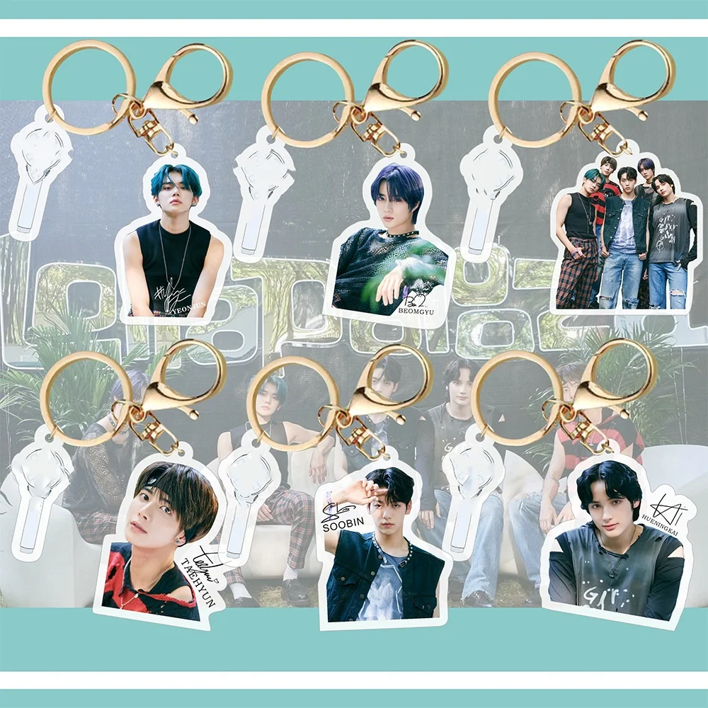 

Kpop 2 PCS Transparent Acrylic Star Print Keychain Bag Pendant SOOBIN YEONJUN BEOMGYU TAEHYUN HUENINGKAI Gift Fans Collection