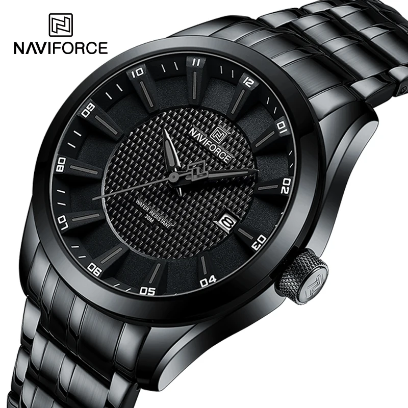 

Top Brand NAVIFORCE Men Watch Fashion Water Resistant Wristwatch Classic Quartz Date Display Casual Stainless Steel Band Watches