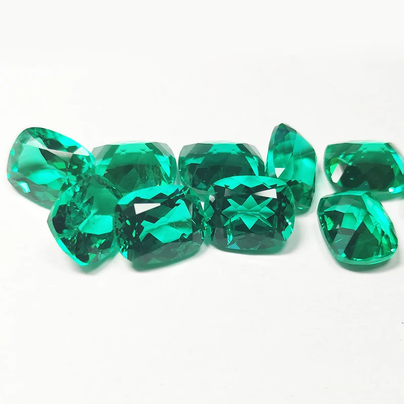 상단 열수 쿠션 컷 랩 그로운 에메랄드 루즈 원석, 합성 컬럼비아 에메랄드 스톤 다이아몬드, AGL 인증서