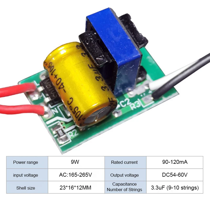 LED Non-Isolated Driver 5-28W 220-90-120mA A165-265V LED Power Supply 3.3uF Lighting Transformers For Lamp Blub