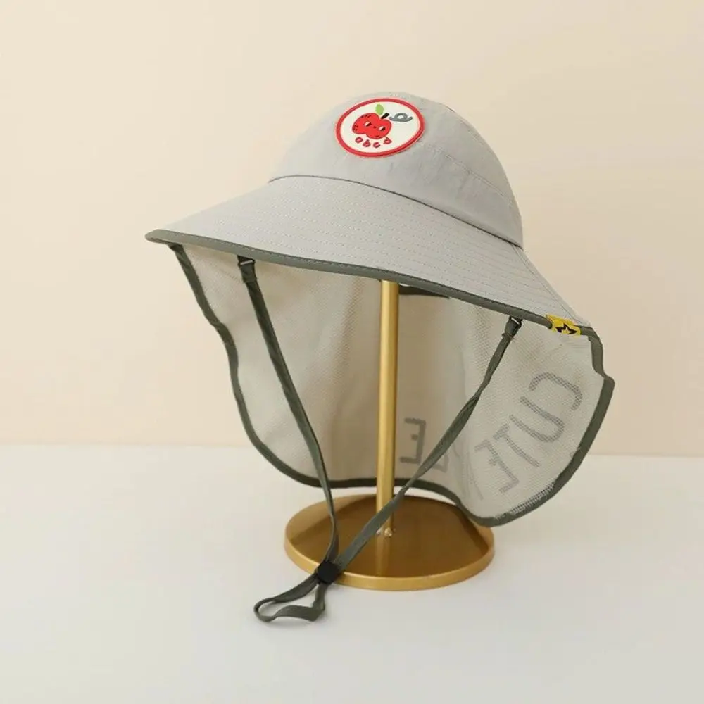 Cartoon Foldable Sun Hat with Neck Flap Cute Adjustable Big Brim Sunhat Lightweight Breathable Summer Beach Cap For Children