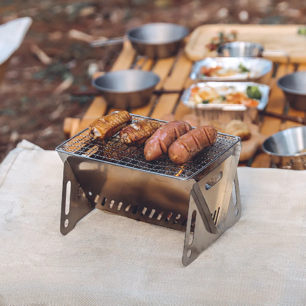 

PANPANDA Outdoor folding stainless steel furnace burning stove oven wood burning camping supplies a portable charcoal burners