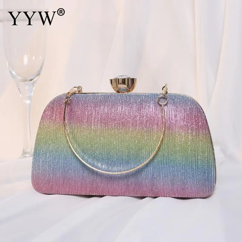 Fashion Women Clutch Bag Handbag Female Elegant Multi Colors Handbag Rainbow Tote For Ladies Wedding Party Bag Purse Clutches