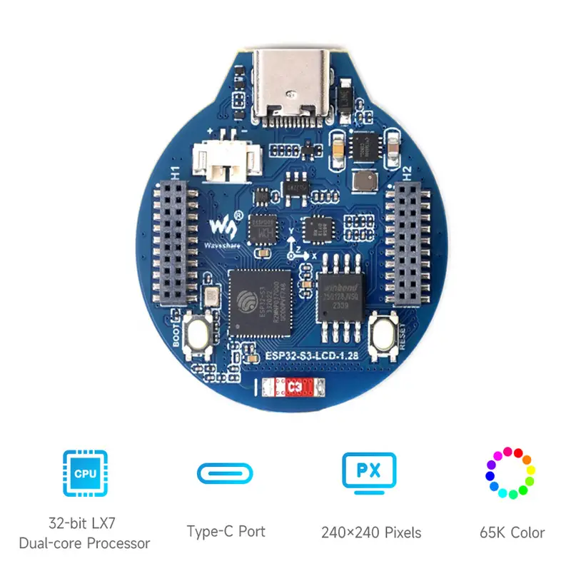 ESP32-S3 development board 1.28 inch Round Touch LCD Display Screen Option/ Accelerometer/ Gyroscope Sensors image 5