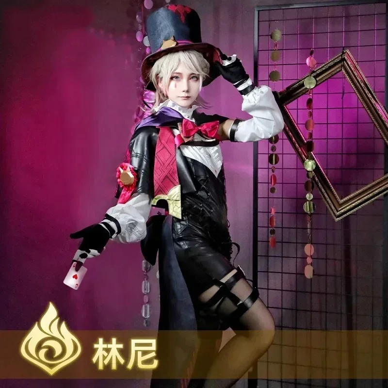 

Genshin Impact Lyney Cosplay Costume Wig Hat Gloves Cloak Magician Uniform Shoe Lynette Fontaine For Girls Women Halloween Party