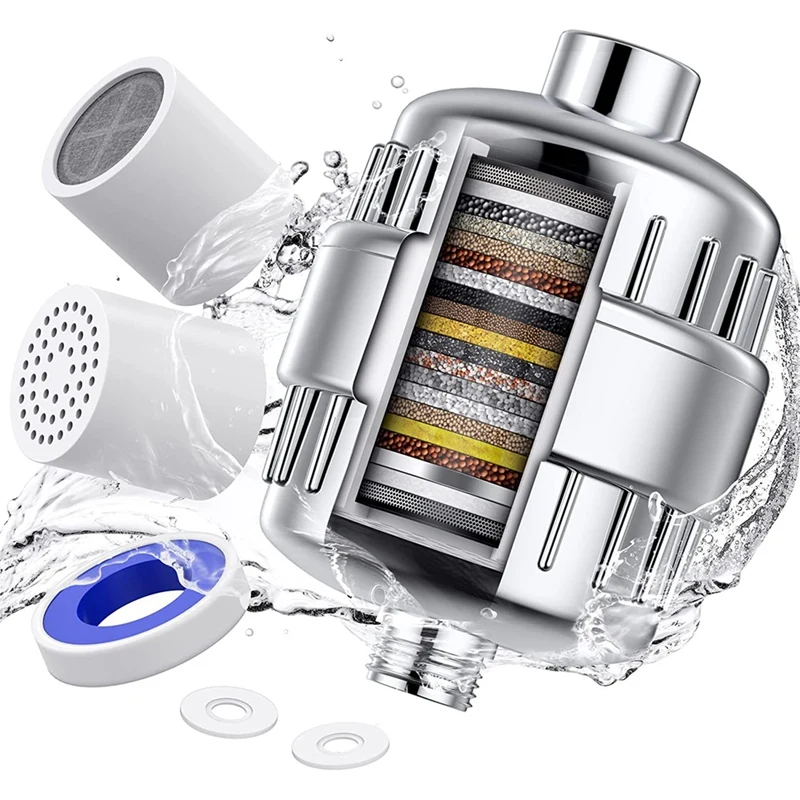20-Stage Showerhead Filter Water Filter Shower For Hard Water Shower With 2 Replaceable Cartridges
