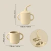 Color Kids1Pcs Baby Learning Drinking Cup Portable Straw Detailed Comfortable Grip Silicone Double Ear Kids Sippy Cup Baby Stuff 4