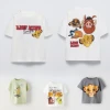 Simba Cartoon Pattern T-shirt Summer Boy Clothing Short Sleeved Tops Children's Clothes Loose Casual Tees Crewneck Kids T Shirts 1