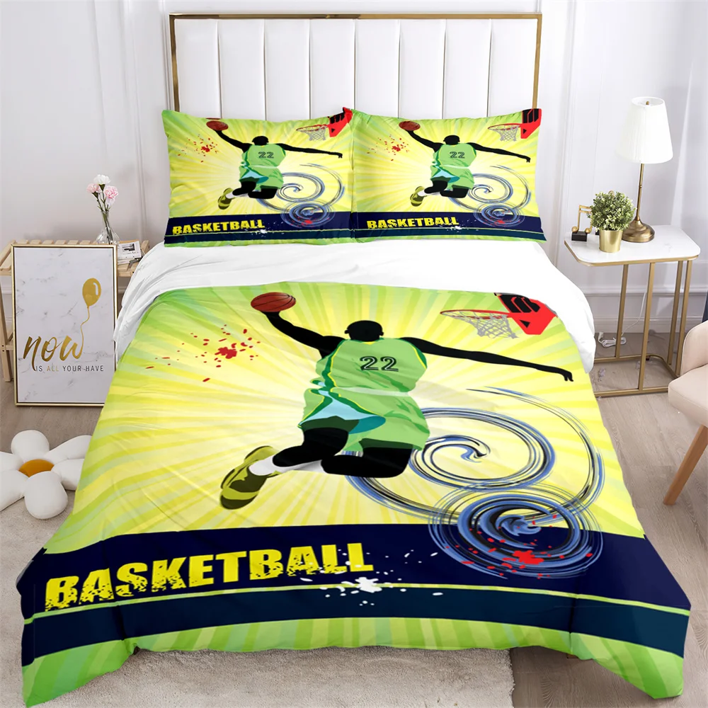 

Basketball Print Three Piece Bedding Set Fashion Article Children or Adults for Beds Quilt Covers PillowcasesThree-piece bed set
