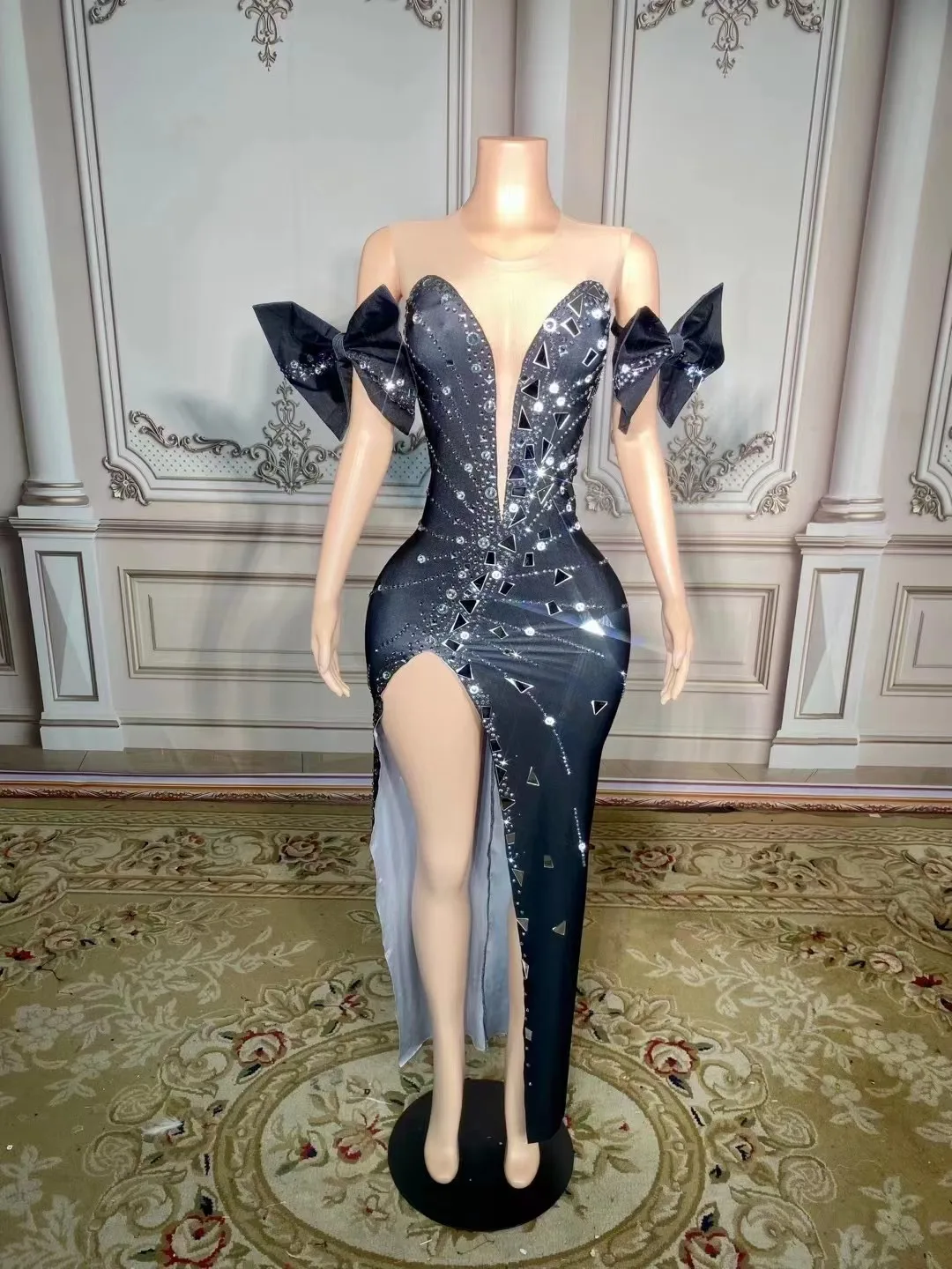 robe-longue-sexy-a-strass-argentes-et-noirs-pour-femme-tenue-de-spectacle-de-brev-costume-de-ixd'anniversaire-seance-photo