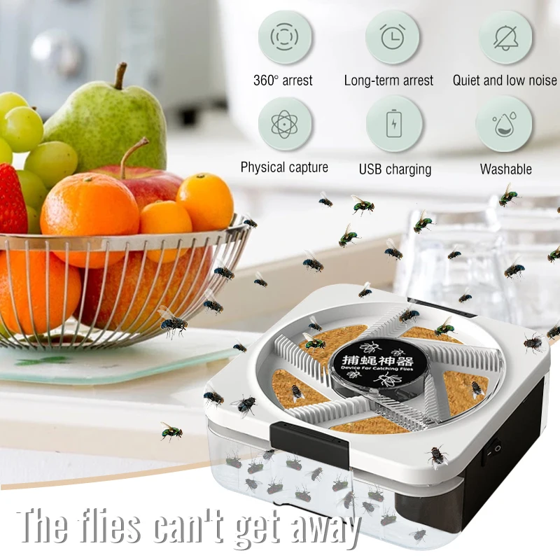 

Electric Flycatcher Rechargeable With 10PCS Attractant Fly Trap Insect Pest Catching Insect Pest Flytrap For Kitchen Home garden