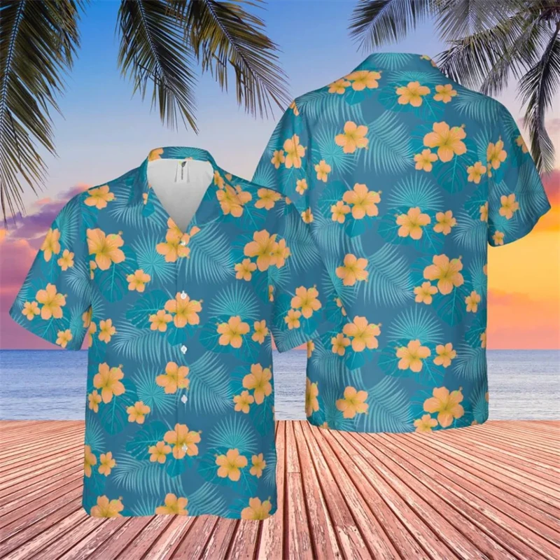 

2024 Summer Hawaiian Men's Beach Shirts Flower Print 3d Print Men Womens Blouse Holiday Party Casual Hawaii y2k Tops Homme 4XL