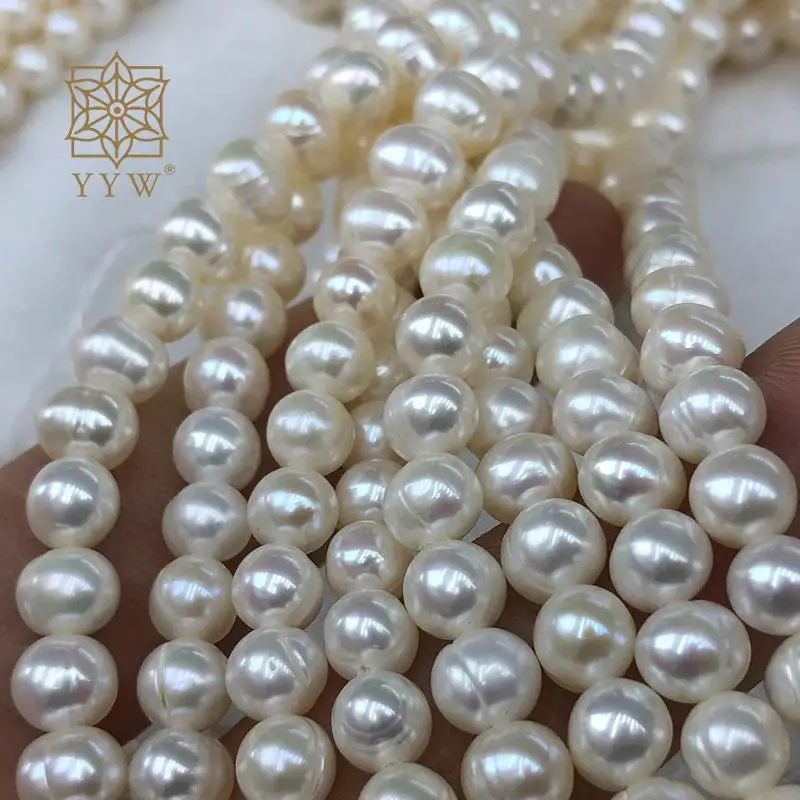 Cultured Freshwater Natural Pearl Slightly Round Beads White 5.5-6.5mm Sold Per Approx 36 Cm Strand For Women Jewelry Making