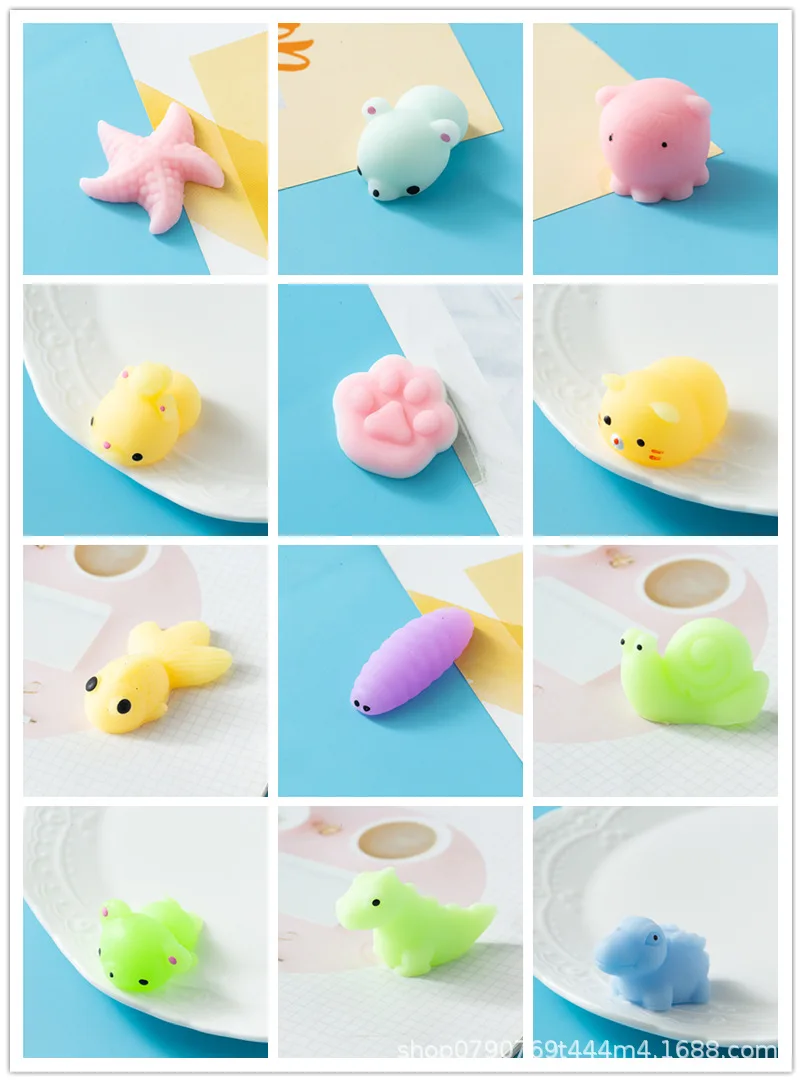 10Pcs/Set By Random Mochi Squishy Mini Kawaii Cute Animal Squishys Party Easter Gifts for Kids Stress Relief Toys mochi's fidget toys