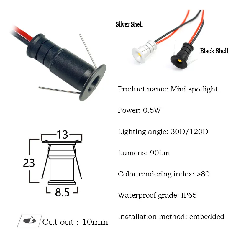 12V Super Mini Spotlight LEDs 10mm Cutout Recessed Dimmable Downlight for Home Decorate Ceiling Lamp Showcase Display Lighting 2