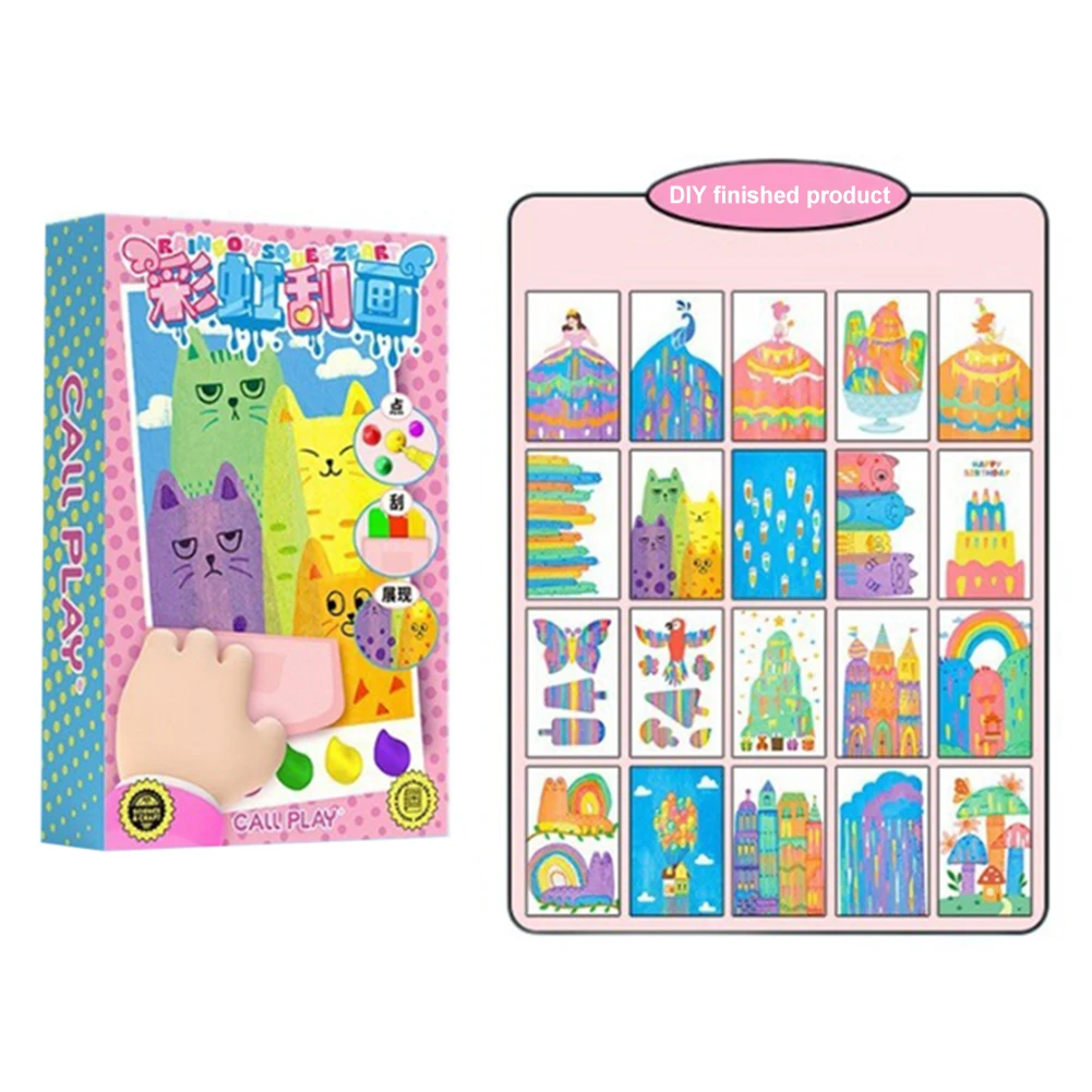 Squeegee Art Kids Paint Kit Childrens Painting Crafts Creativity Set Dot Painting Art Kits Boys Girls Birthday Christmas Gifts 2