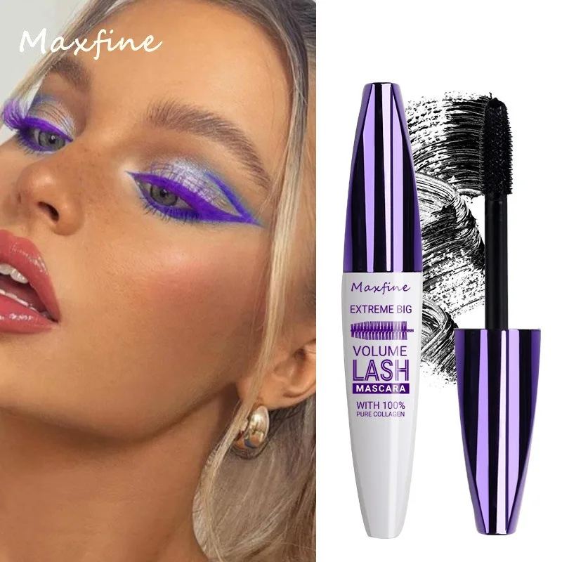 Mascara 5D colorato viola e blu, a lunga durata, impermeabile, ad asciugatura rapida, incurvante, allungante, con testina grande, crema per extension ciglia._voghion.com