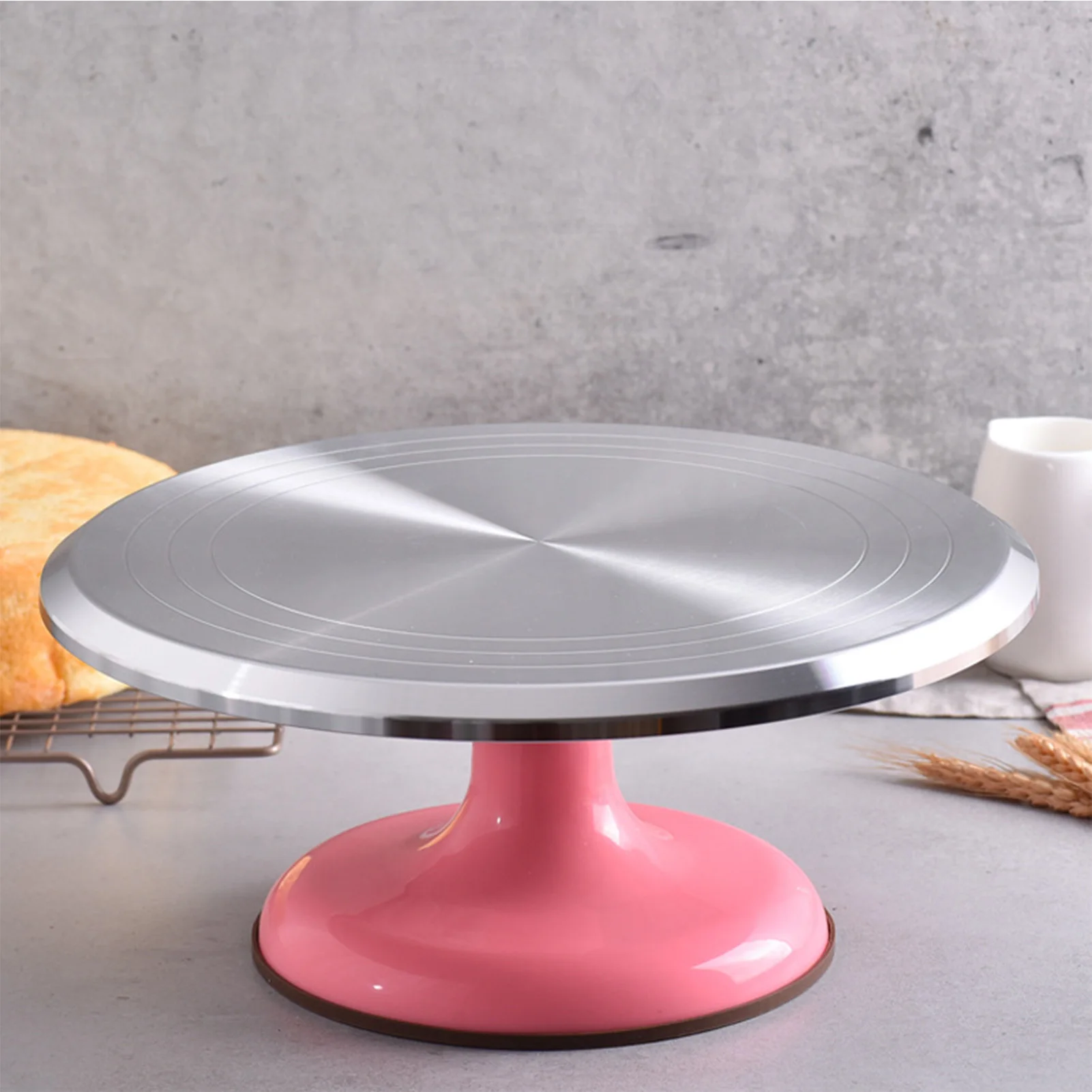 Baking Supplies Cake Turntable Revolving Cake Stand Aluminum Alloy 10 Inch Silent Bearing Rounded Edges For Home Decorating Supplies