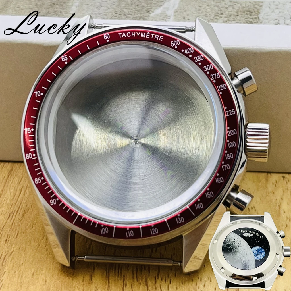 39,7mm Herrenuhren mit Goldlünette, Speedmaster-Gehäuse, passend für Omega VK64 VK63 Quarzwerk, Ersatzteile und Zubehör – Detail 11
