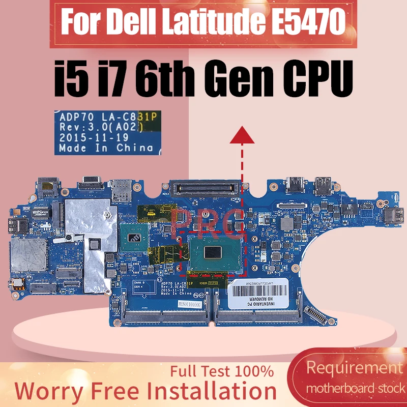 Placa-mãe do Portátil para Dell Latitude E5470 La-c831p 0476jc 02 Mmkg 0792tc I56300hq 6440hq I7-6820hq Mainboard