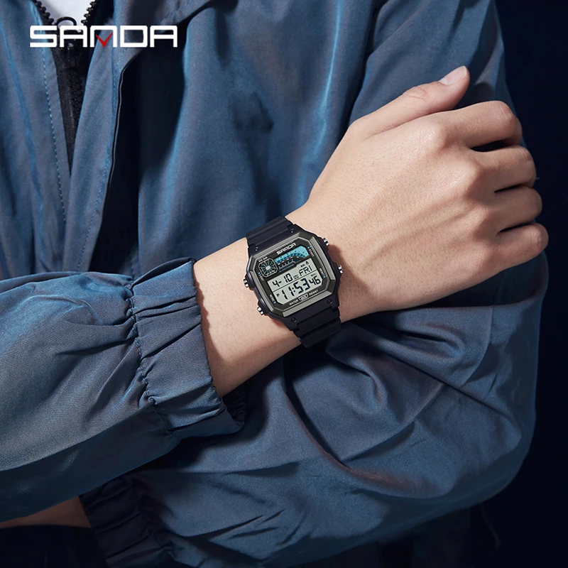Men's Luxury Digital Wristwatch with Luminous Dial and Waterproof Features