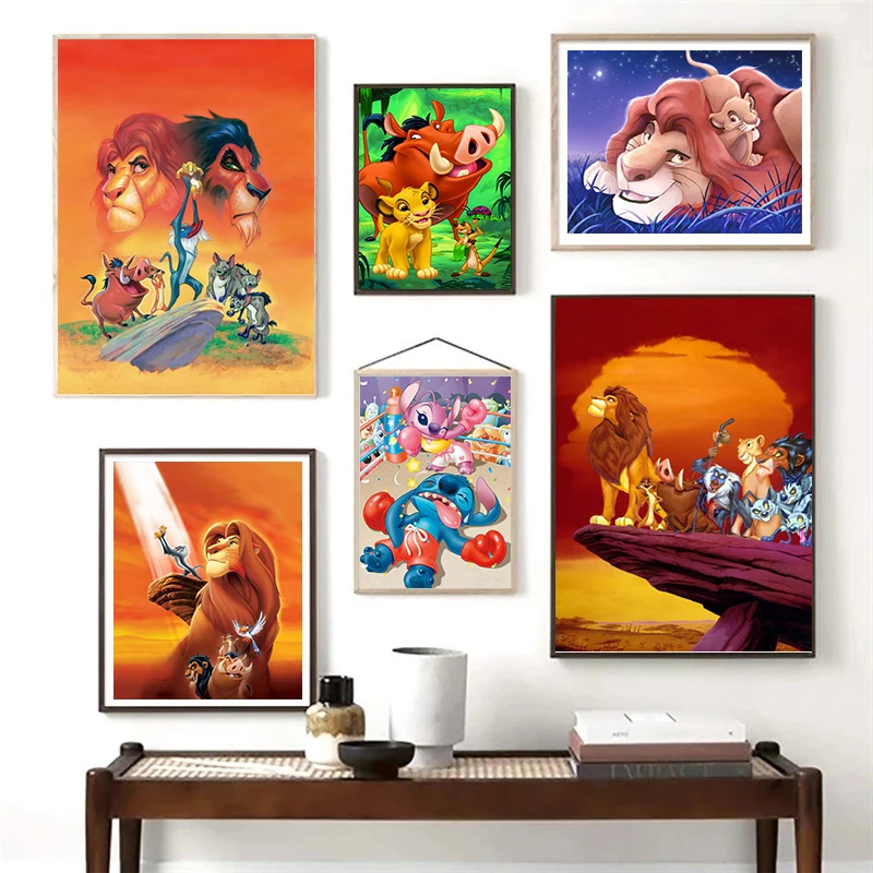 

Disney Cartoon Lion King Canvas Paintings Disney Anime Posters and Prints Wall Art Pictures for Living Kids Room Home Decoration