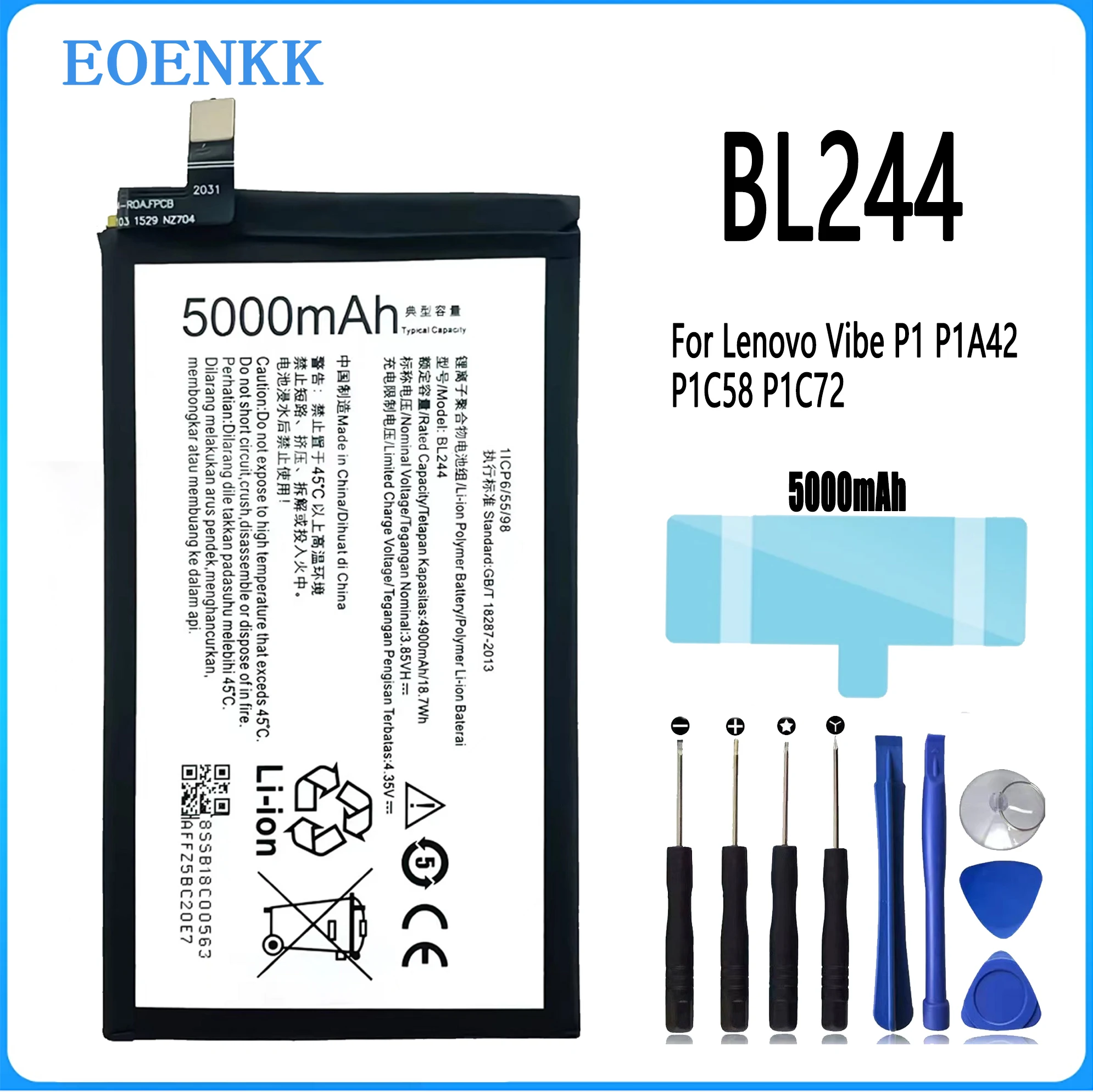 

BL244 Battery Replacement for Lenovo Vibe P1 P1A42 P1C58 P1C72 Original Capacity Replacement Repair Part Mobile Phone Batteries
