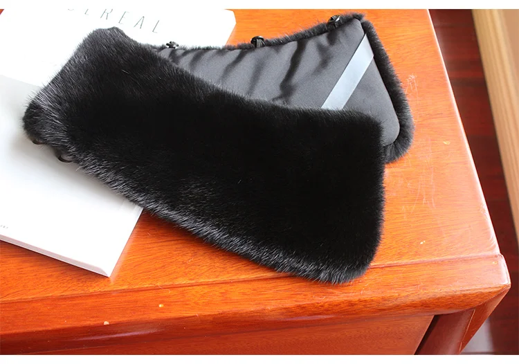 Nerz Pelz kragen Herren quadratischen Hals wärmer Mode Echtpelz schwarz braun Kragen natürlichen Nerz Pelz kragen für Mantel Jacke Winter – Detail 15