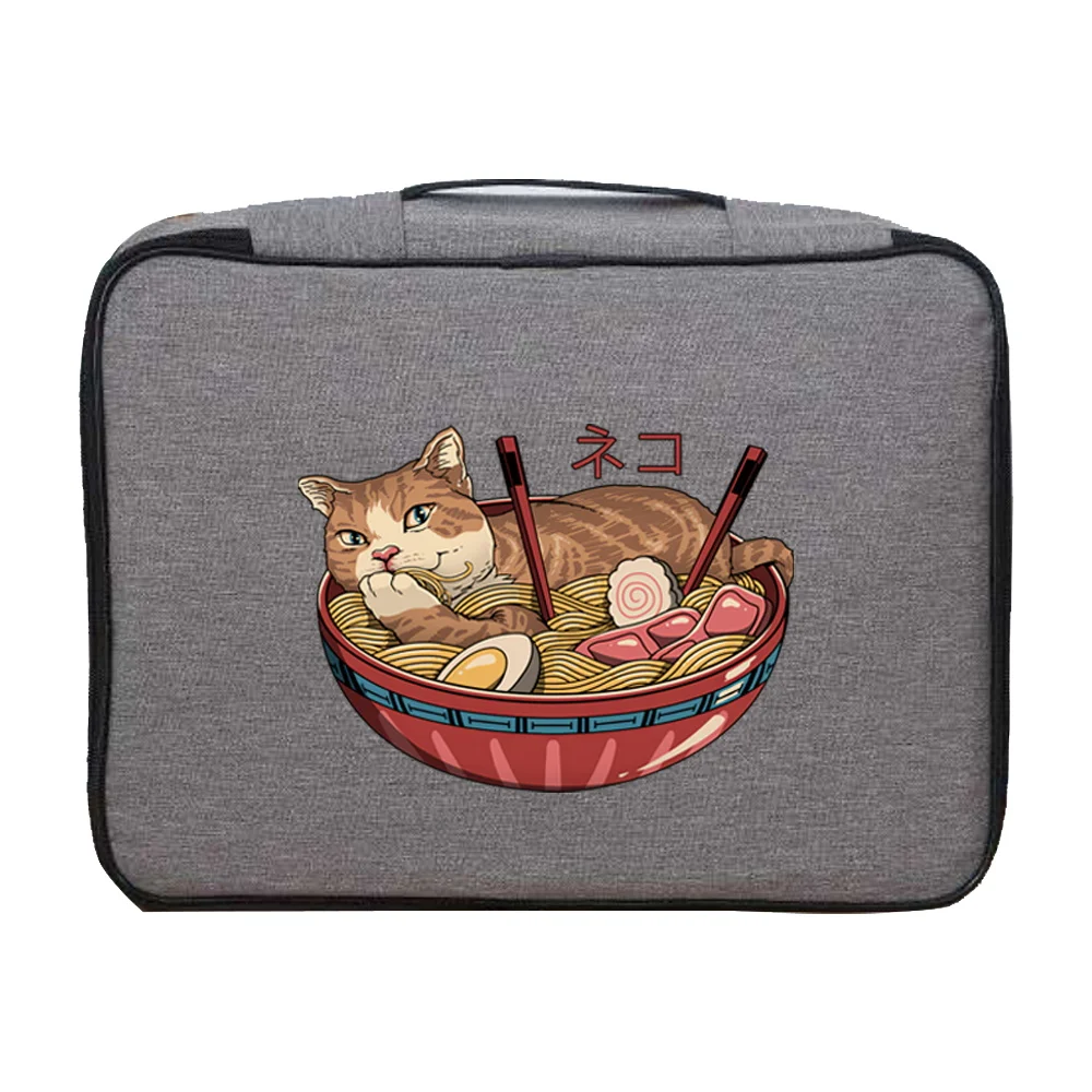 Handbag Men Business Storage Credentials Credit Card Briefcase Japan Cat Print Documents Organizer Travel File Lockbox Woman Bag